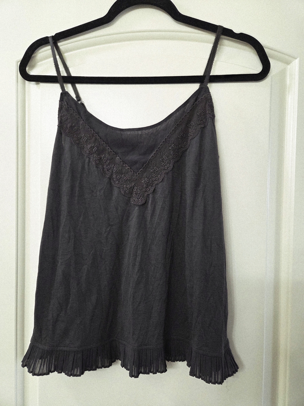 American Eagle Outfitters Dark Gray Knit Top with Navy Label